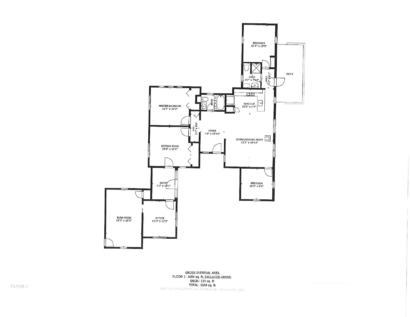 Single-level floor plan layout for waterfront home at 1590 Pripet Woods Lane in Islesboro, Maine